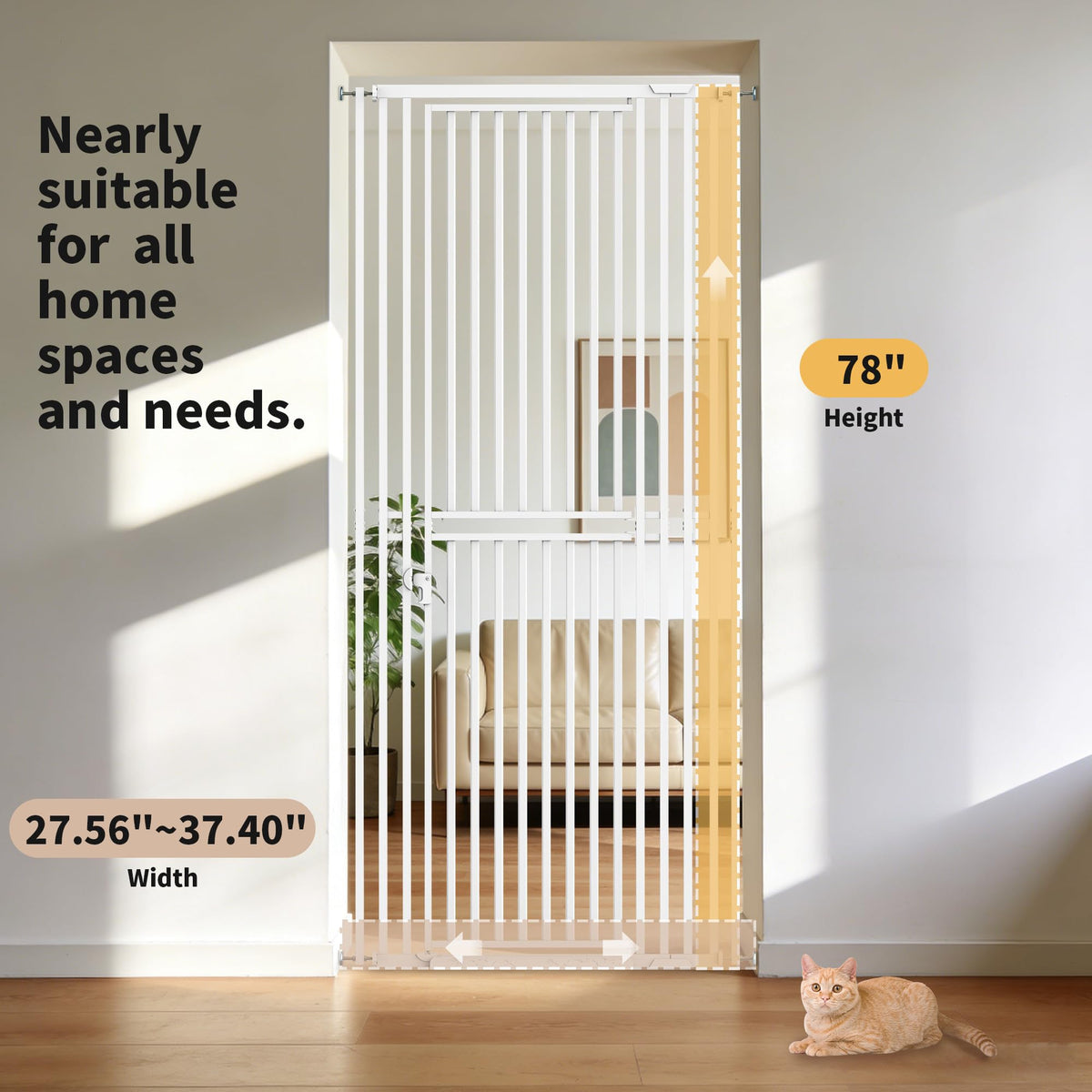 Extra Tall Cat Gate With No-Drill Installation