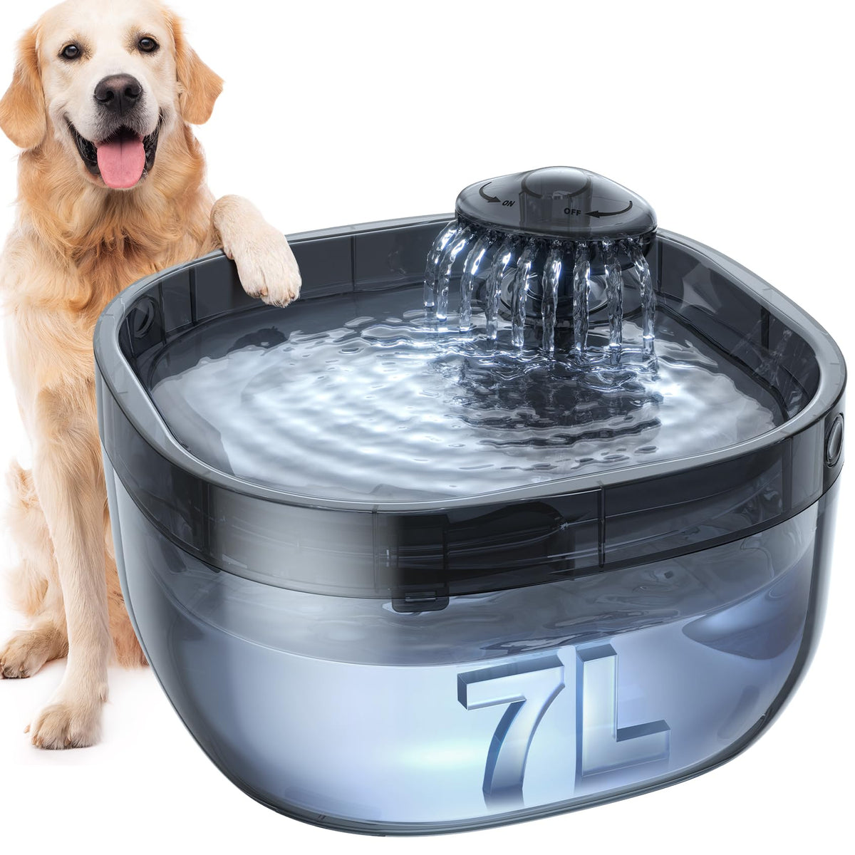 7L Large Dog Water Fountain With Fresh Flow