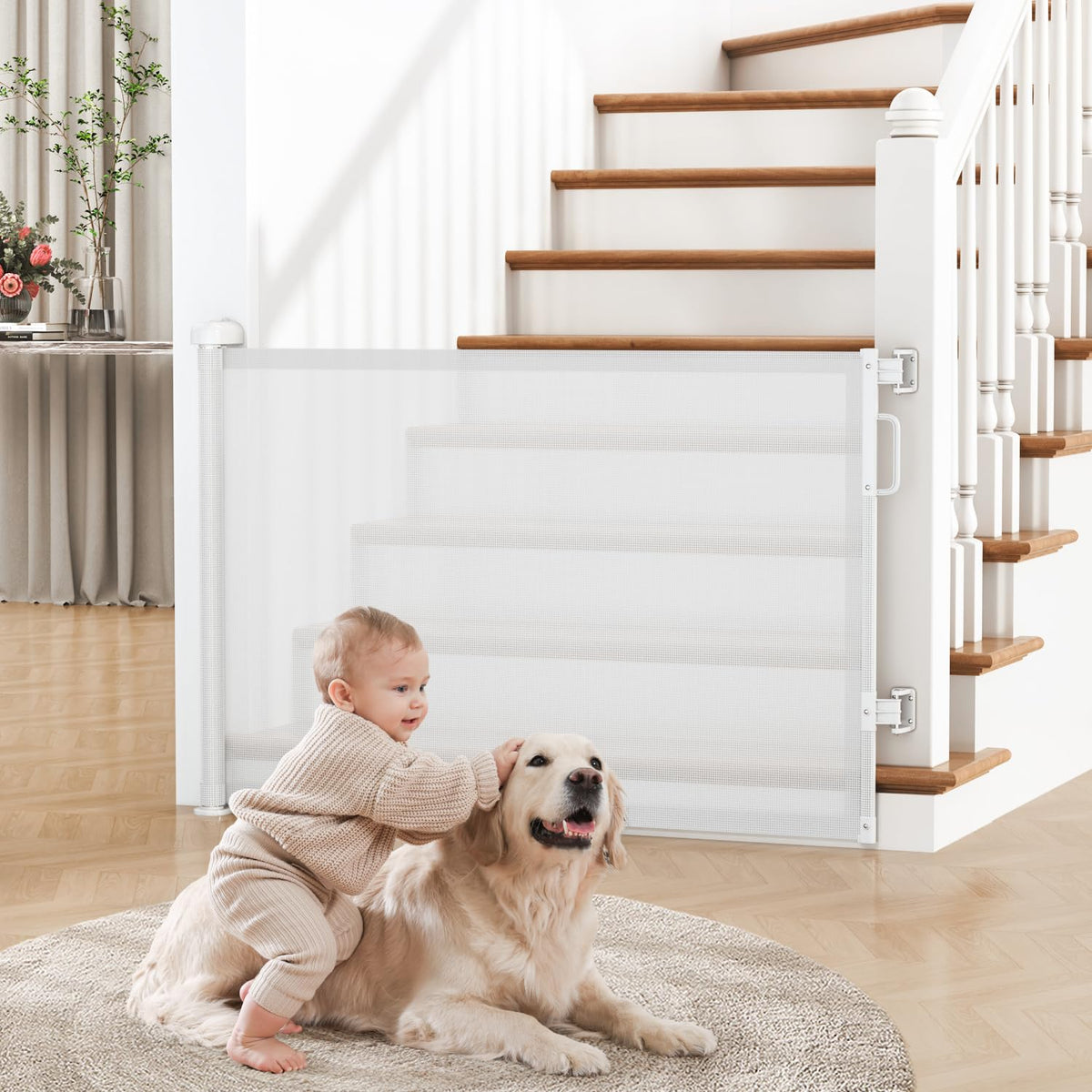 Retractable Mesh Dog Gate for Stairs & Doorways