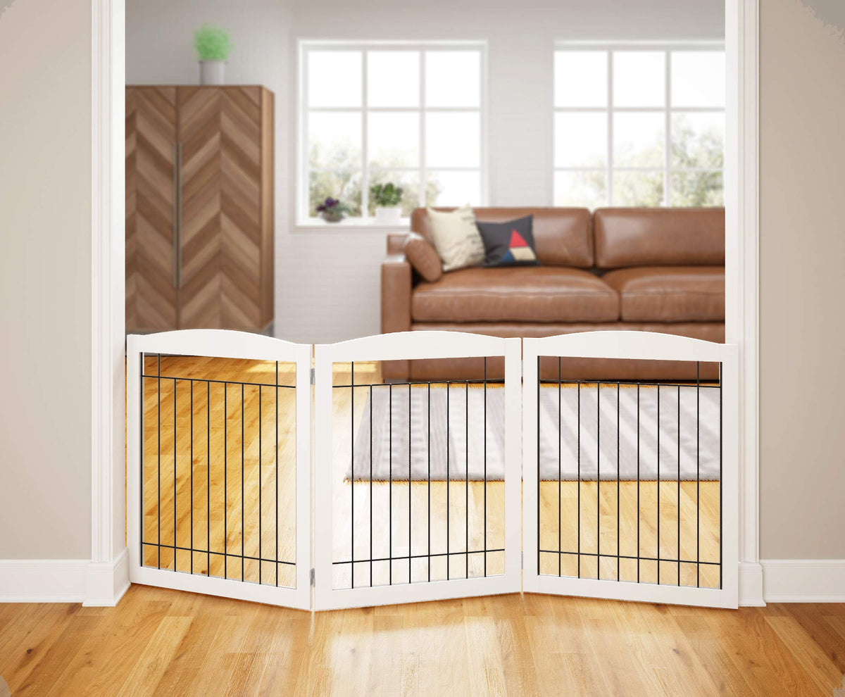 Extra Wide Freestanding Dog Gate With Door