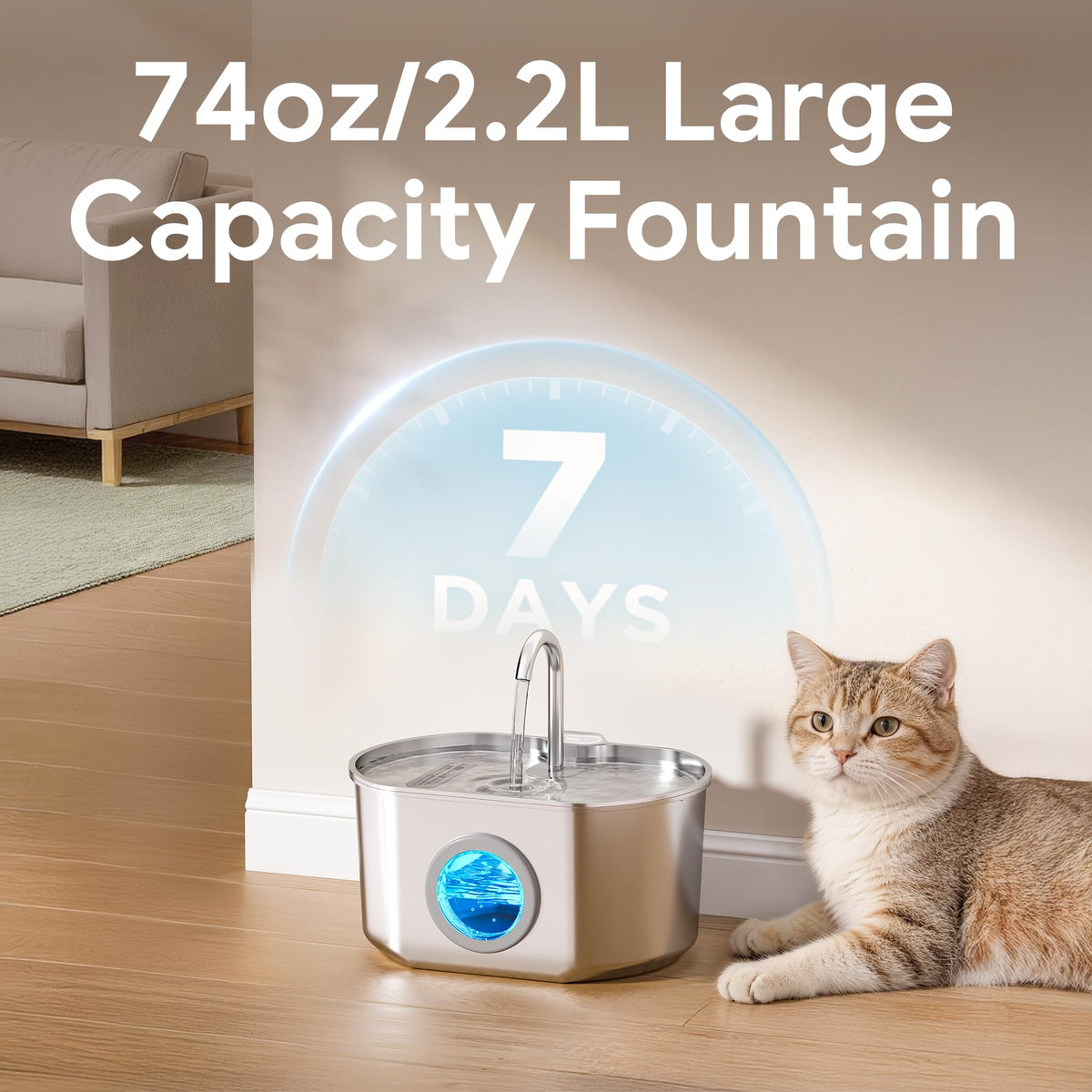 Stainless Steel Cat Water Fountain With Quiet Flow