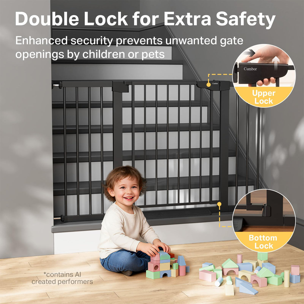 Extra Wide Dog Gate for Stairs – 2 Pack