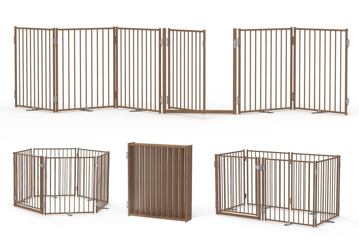 Freestanding Dog Gate With Walk-Through Door