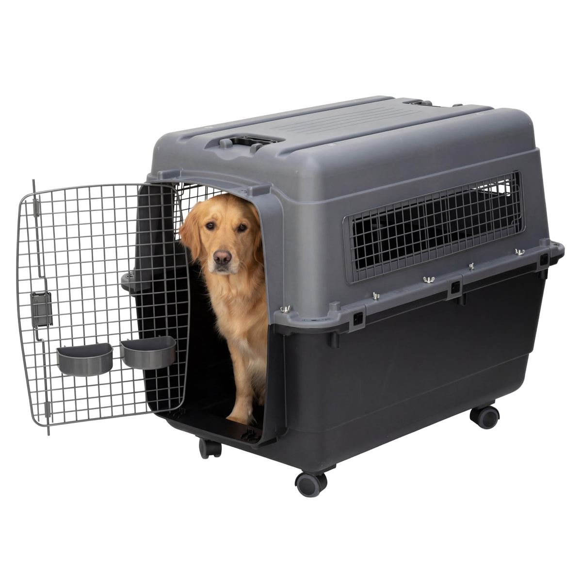 Airline-Compliant Travel Dog Kennel With Food Bowls