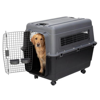 Airline-Compliant Travel Dog Kennel With Food Bowls