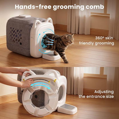Smart Cat Self-Groomer With Feeder & Tracking
