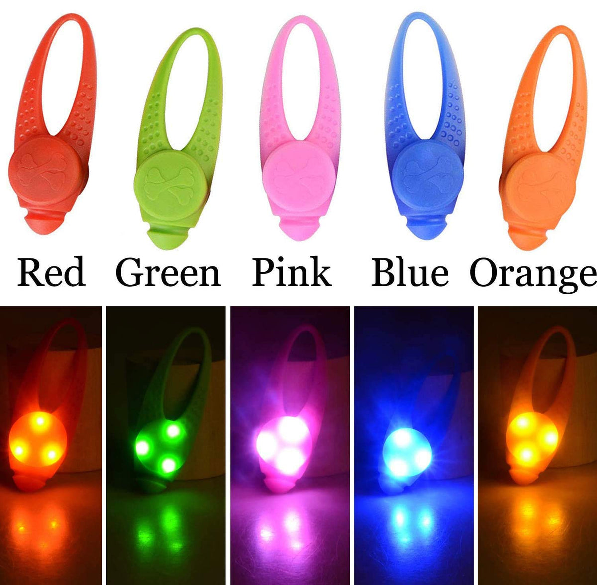 Waterproof LED Pet Safety Lights – 5 Pack