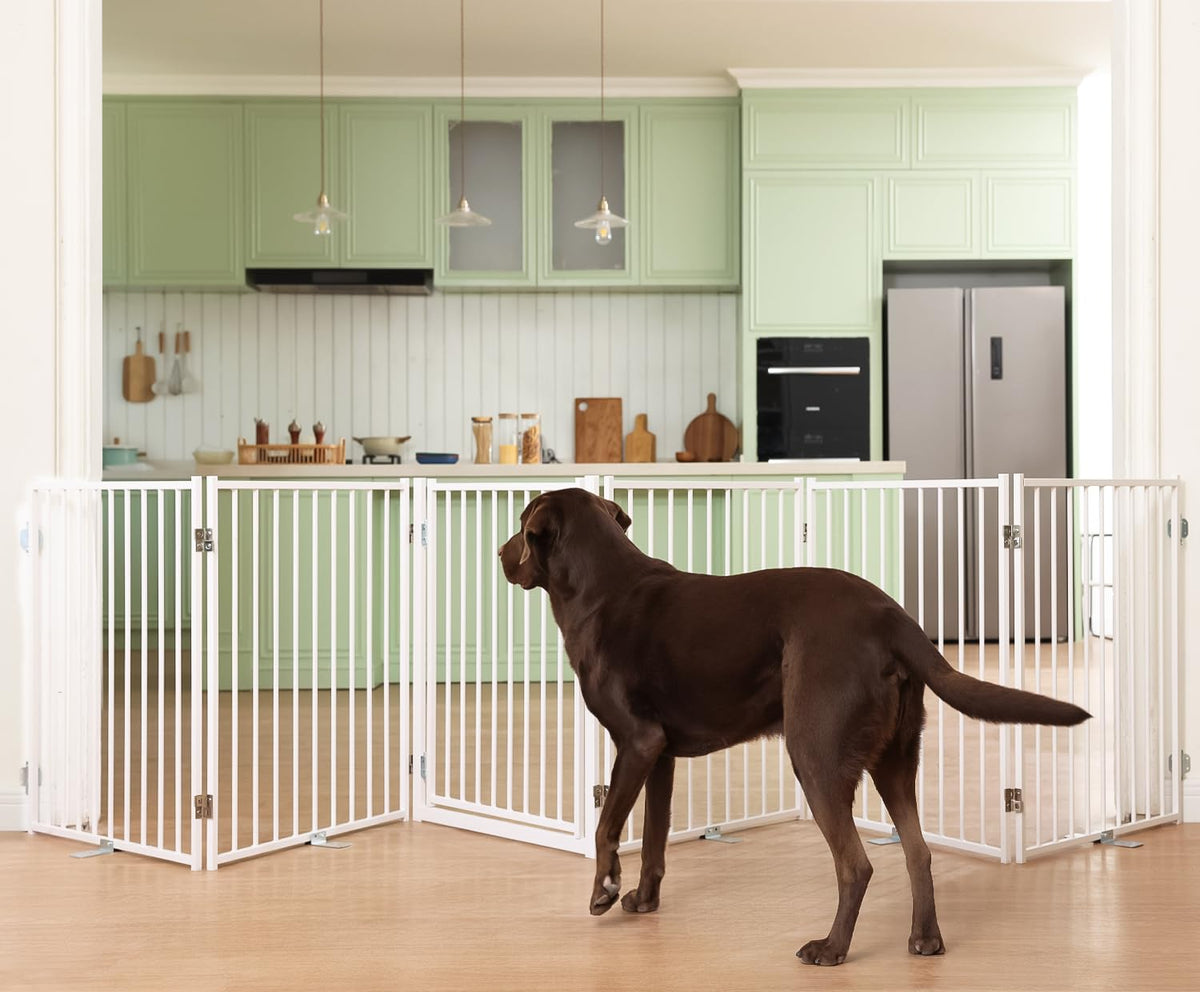 Freestanding Dog Gate With Walk-Through Door
