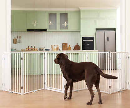 Freestanding Dog Gate With Walk-Through Door