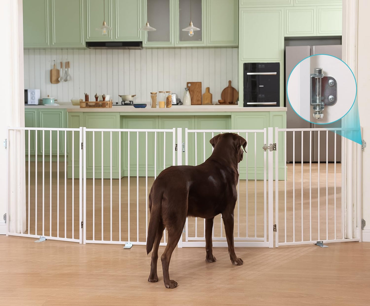 Freestanding Dog Gate With Walk-Through Door
