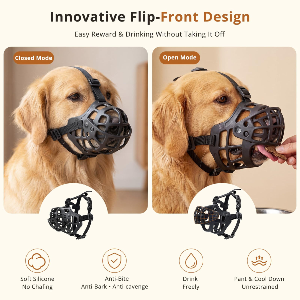 Breathable Basket Dog Muzzle for Medium & Large Dogs