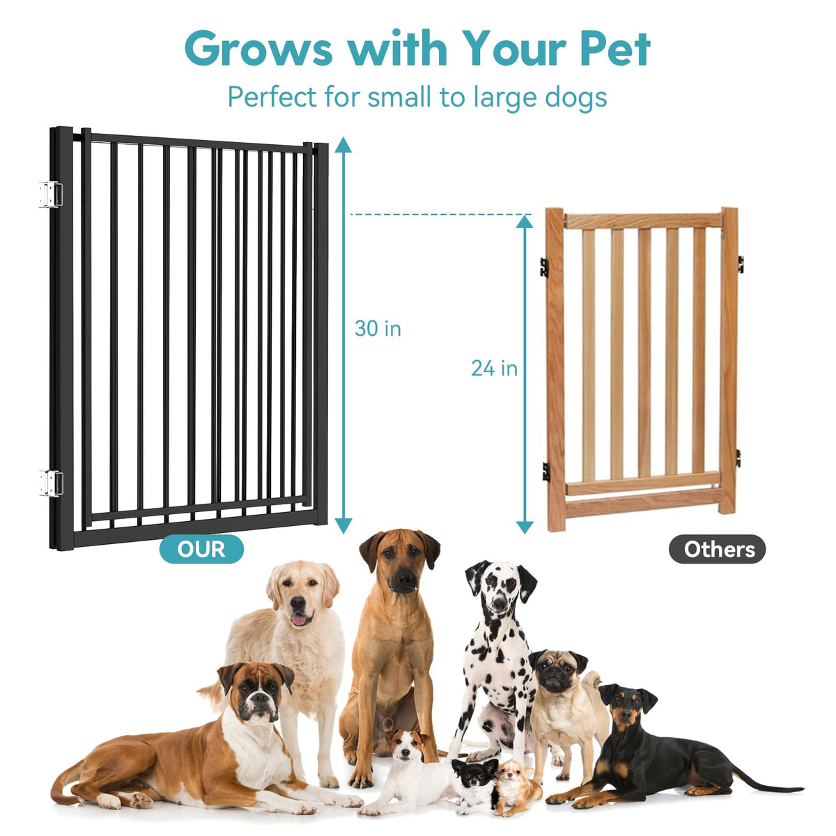 Freestanding Dog Gate With Walk-Through Door
