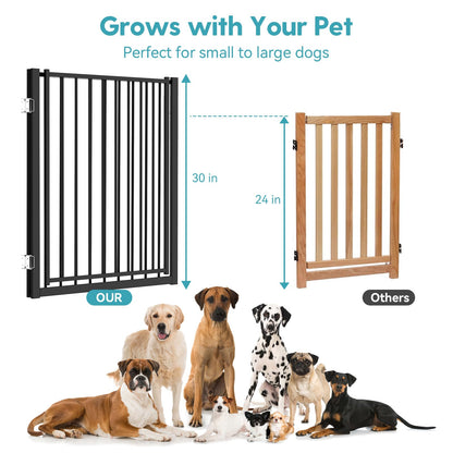Freestanding Dog Gate With Walk-Through Door