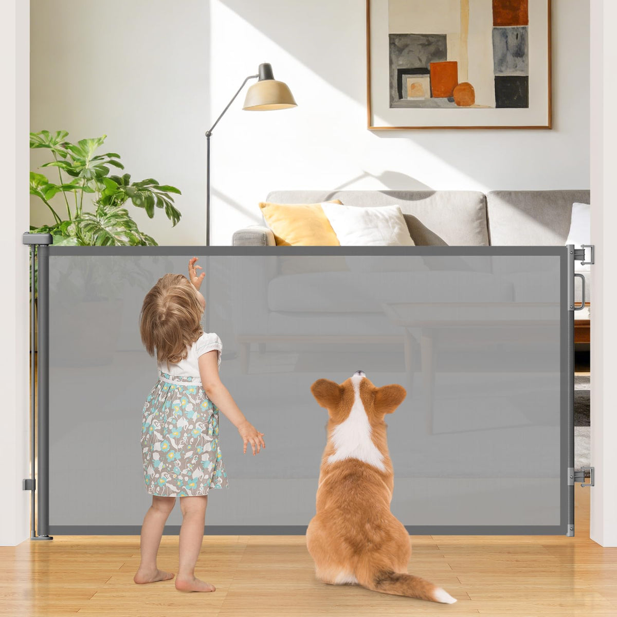 Retractable Mesh Dog Gate for Stairs & Doorways