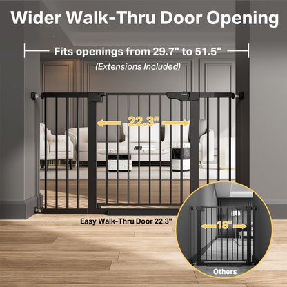 Extra Wide Dog Gate for Stairs – 2 Pack