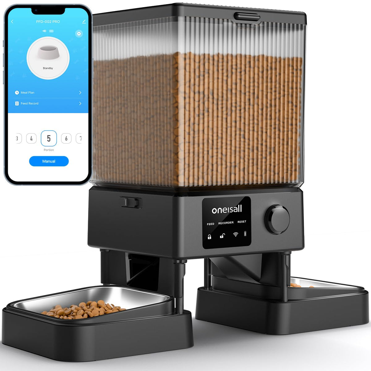 Automatic Dual Cat Feeder With 5L Food Storage