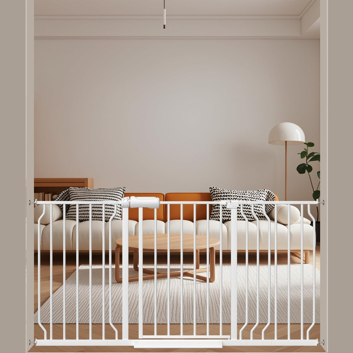Extra Wide Pressure-Mounted Dog Gate With Door