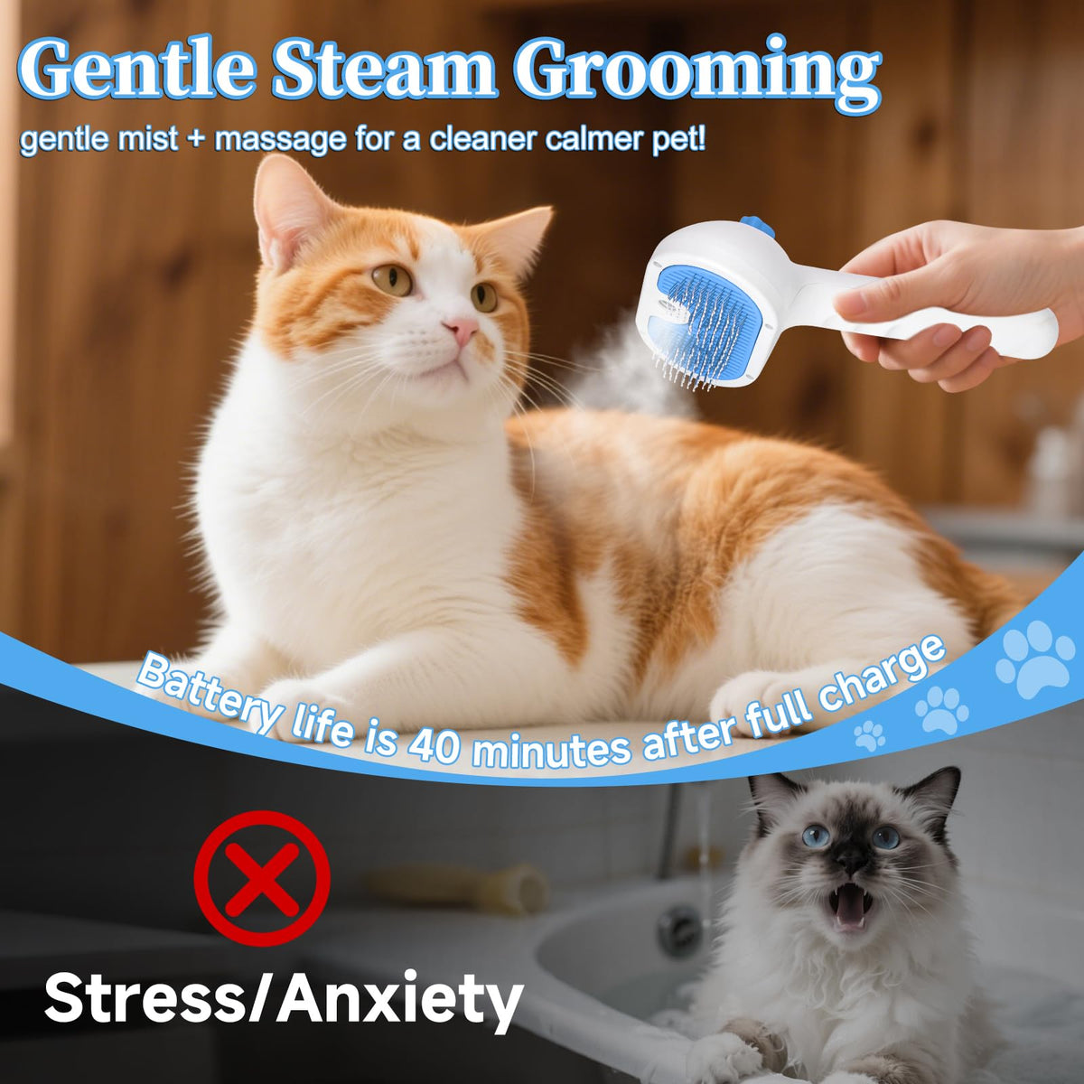 Pet Steam Brush for Dogs & Cats