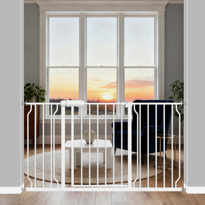 Extra Wide Pressure-Mounted Dog Gate With Door