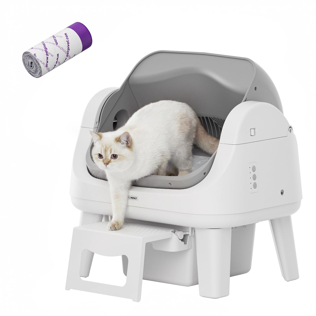 Open-Top Self-Cleaning Litter Box With Safety Sensors
