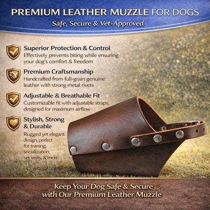 Jorvet Leather Muzzle for Pets