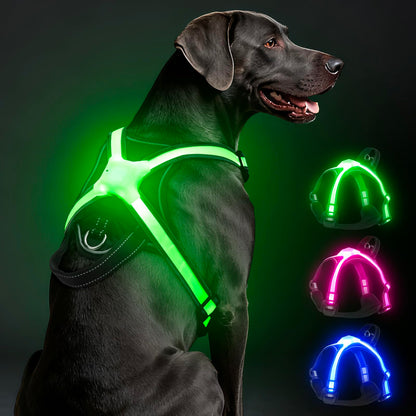 LED Dog Harness With Rechargeable Safety Lights