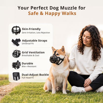 Breathable Basket Dog Muzzle for Medium & Large Dogs