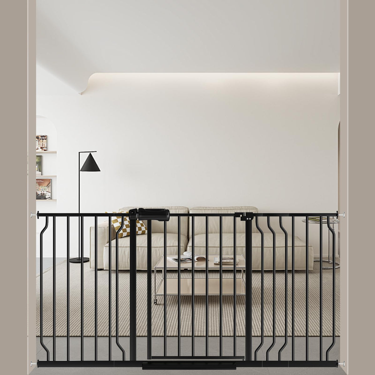 Extra Wide Pressure-Mounted Dog Gate With Door