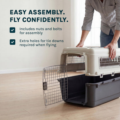 Airline-Compliant Travel Dog Kennel With Food Bowls