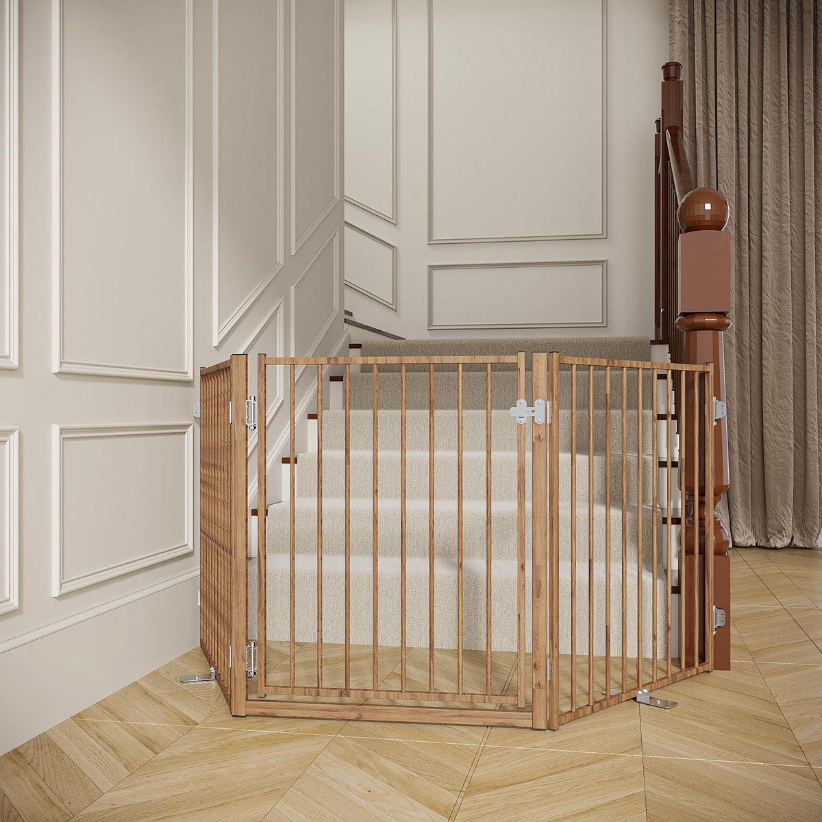 Freestanding Dog Gate With Walk-Through Door