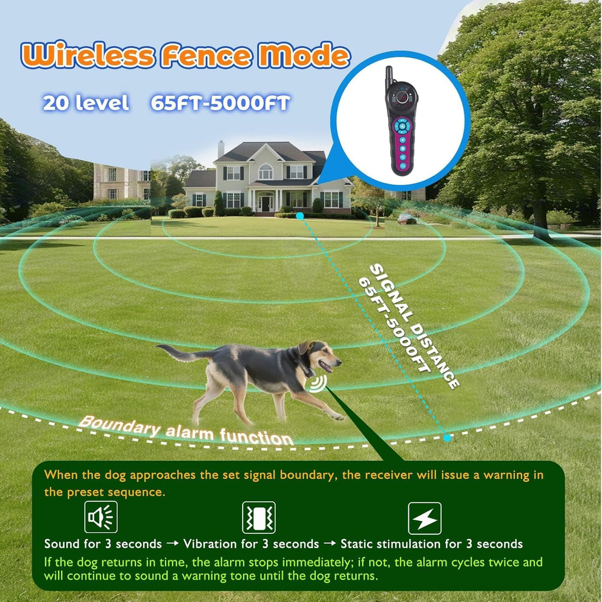 Wireless Dog Fence & Training Collar System