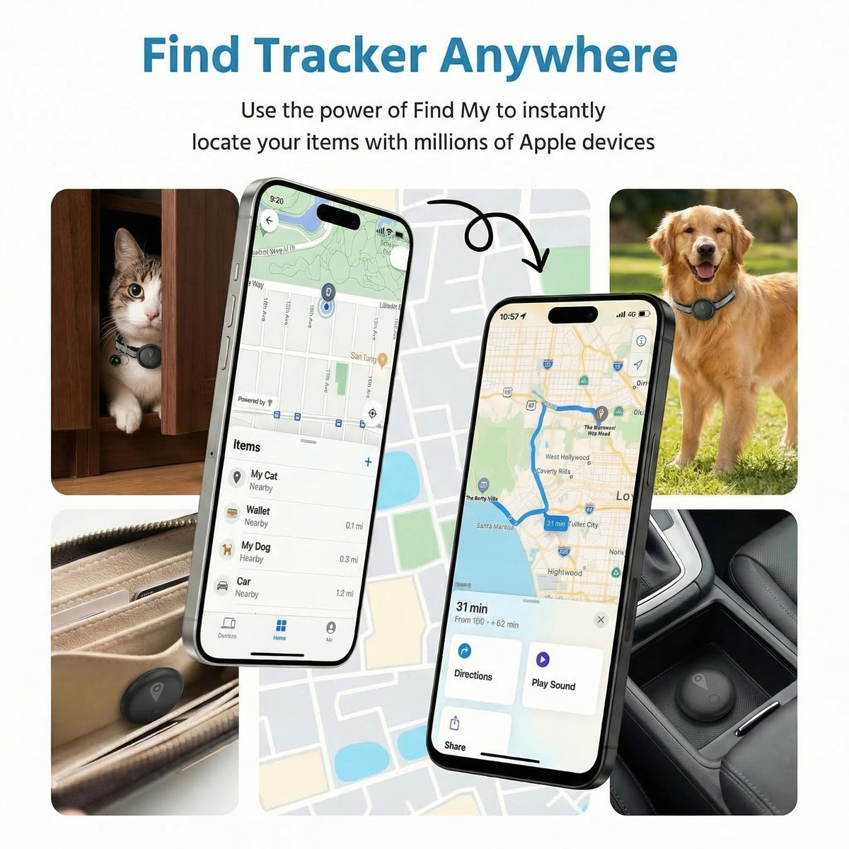 GPS Pet Tracker for Dogs & Cats, Smart Collar with Real-Time Location