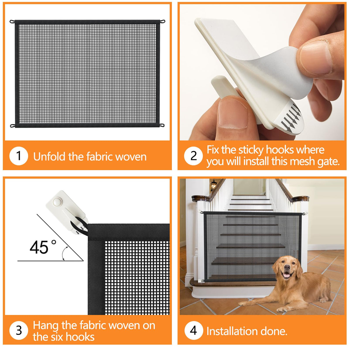 Mesh Dog Gate for Stairs & Doorways