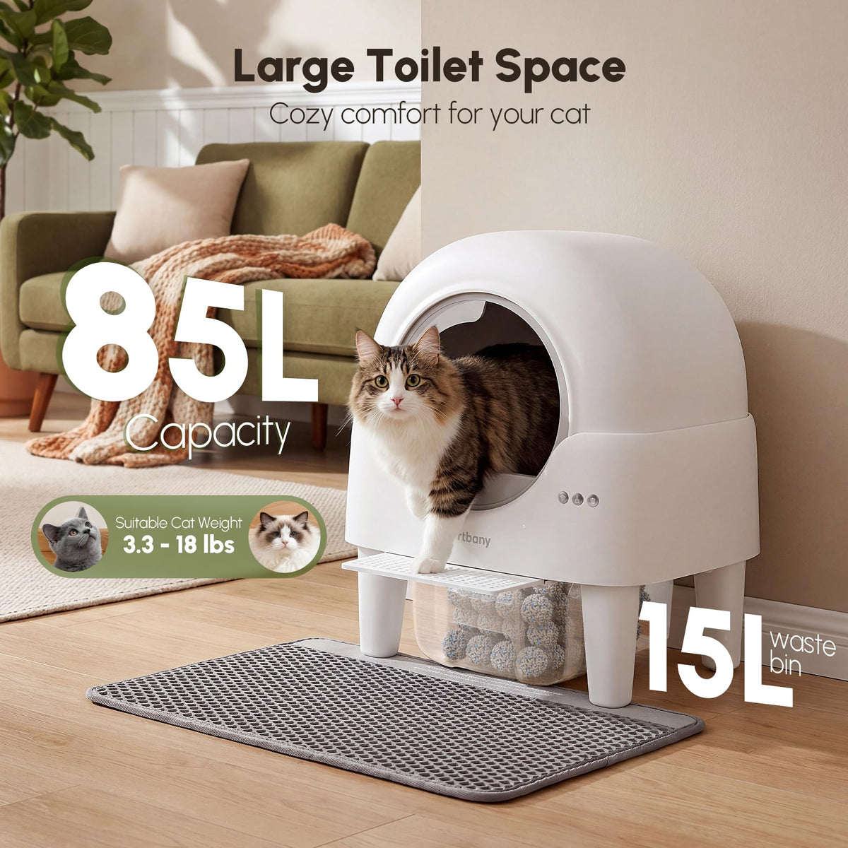 Self-Cleaning Litter Box With Smart App Control