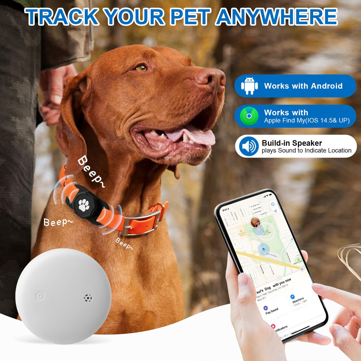 Smart Pet Tracker With Collar Holder