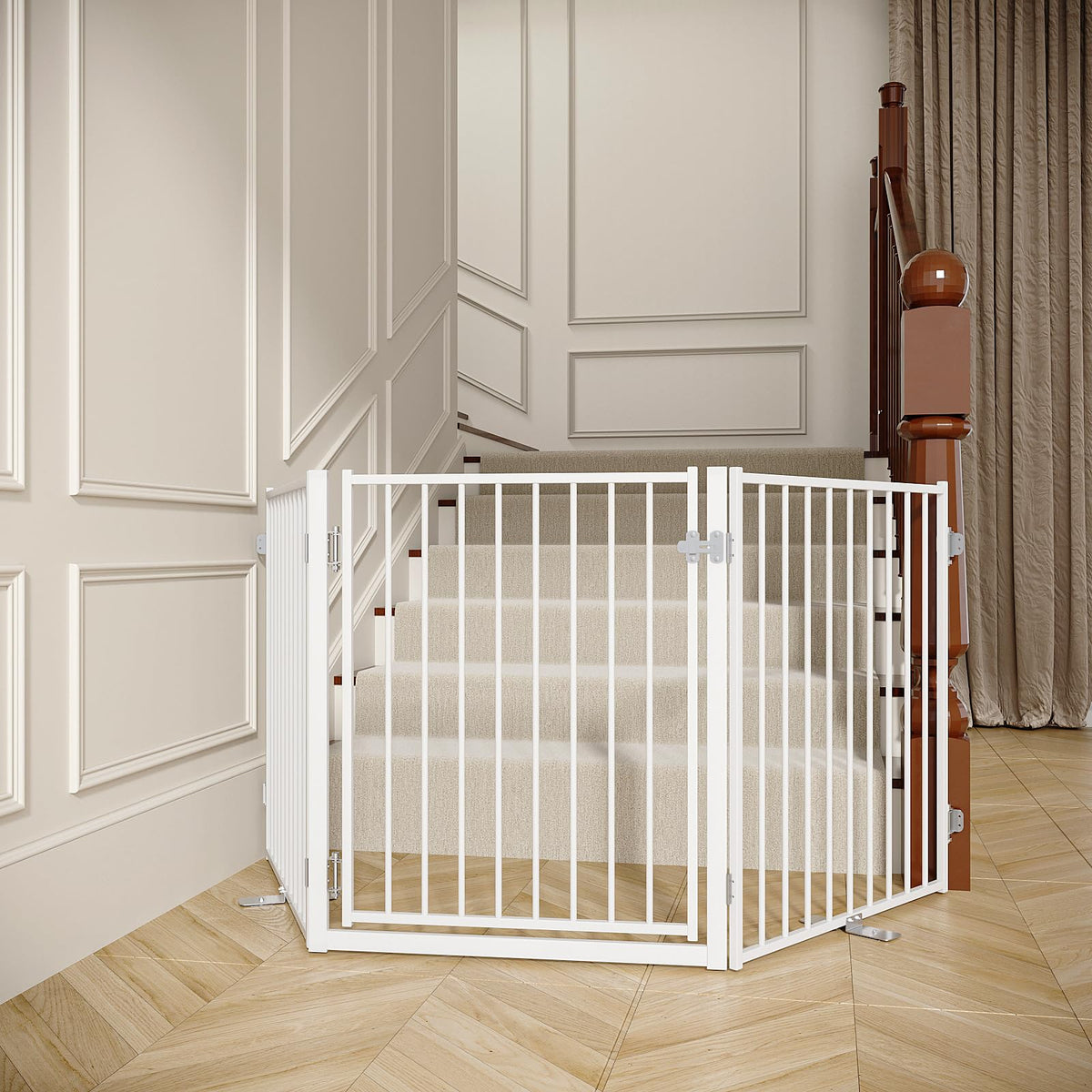 Freestanding Dog Gate With Walk-Through Door