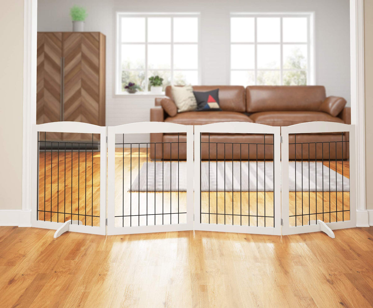 Extra Wide Freestanding Dog Gate With Door