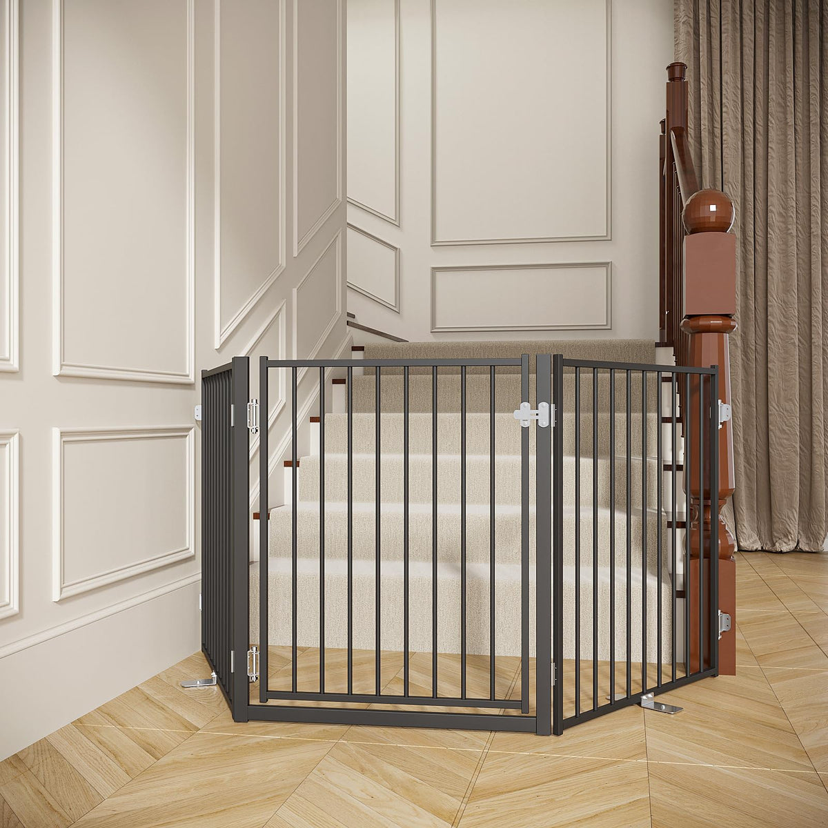 Freestanding Dog Gate With Walk-Through Door