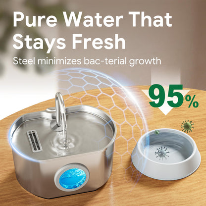 Stainless Steel Cat Water Fountain With Quiet Flow