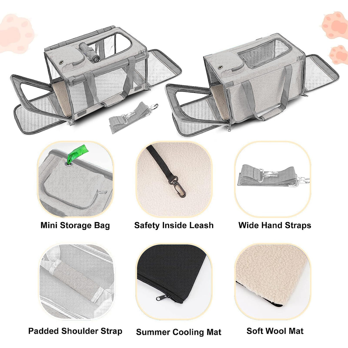Soft-Sided Pet Carrier for Large & Medium Cats