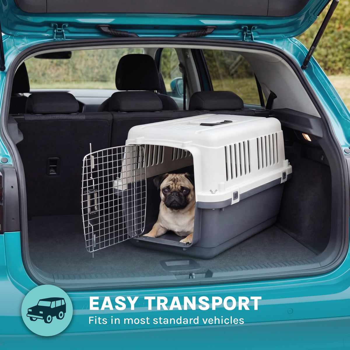 Airline-Compliant Travel Dog Kennel With Food Bowls