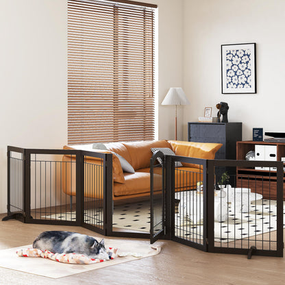 Extra Wide Freestanding Dog Gate With Door